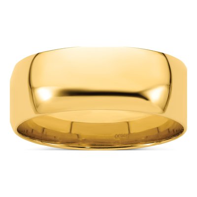 14K Yellow Gold 8mm Domed Sz Comfort-Fit Wedding Band