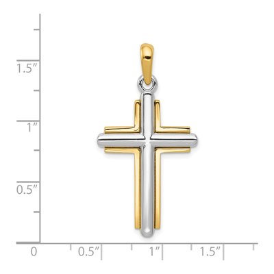 14K Two-Tone Gold Cross Pendant – view 5