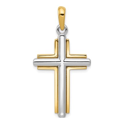14K Two-Tone Gold Cross Pendant