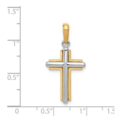 14K Two-Tone Gold Cross Pendant – view 5
