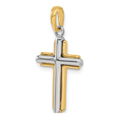 14K Two-Tone Gold Cross Pendant – view 6
