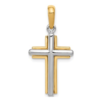 14K Two-Tone Gold Cross Pendant