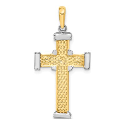 14K Two-Tone Gold Latin Cross Pendant – view 4