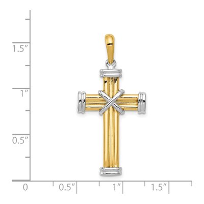14K Two-Tone Gold Latin Cross Pendant – view 5