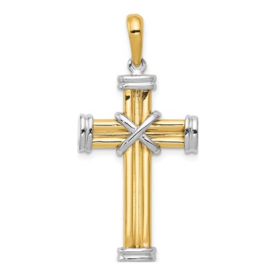 14K Two-Tone Gold Latin Cross Pendant
