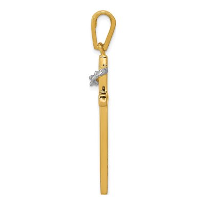14K Two-Tone Gold Cross Crown of Thorns Pendant – view 3