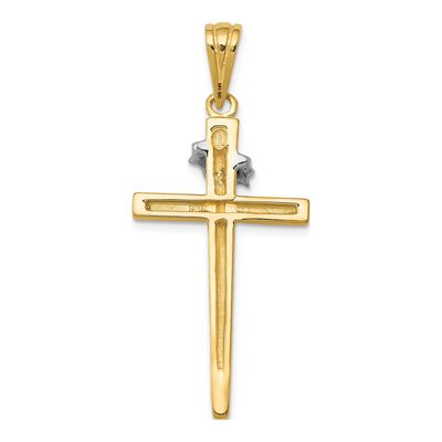 14K Two-Tone Gold Cross Crown of Thorns Pendant – view 4