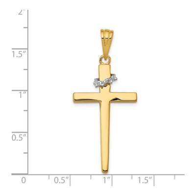 14K Two-Tone Gold Cross Crown of Thorns Pendant – view 5