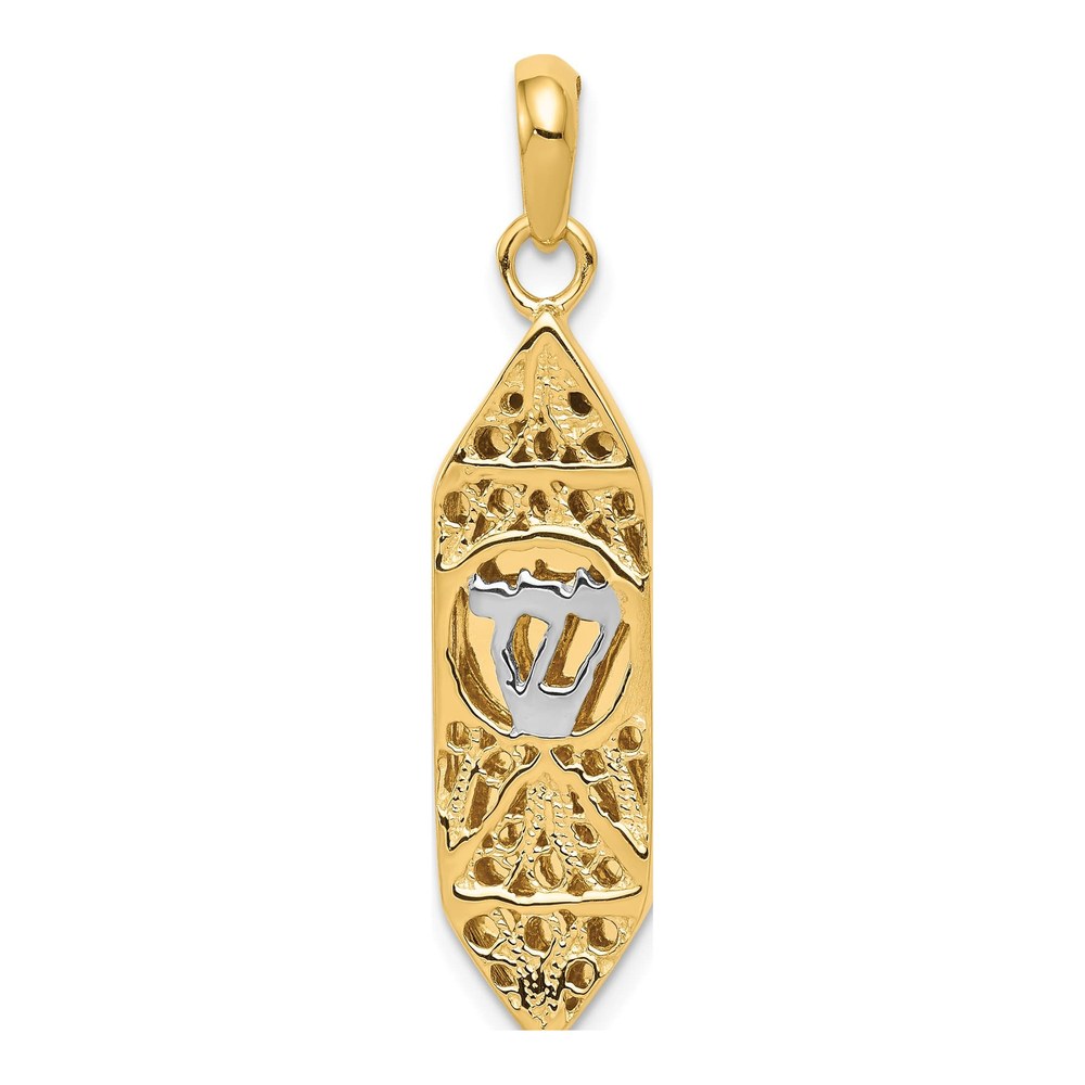 14K Yellow Gold Mezuzah with Shin Charm Pendant