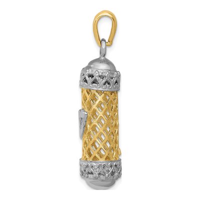 14K Two-Tone Gold 3-D Mezuzah Pendant – view 3