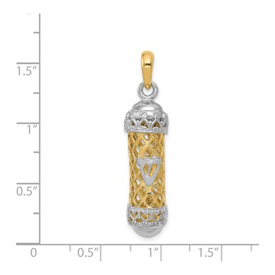 14K Two-Tone Gold 3-D Mezuzah Pendant – view 6
