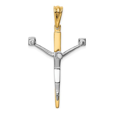 14K Two-Tone Gold Crucifix Pendant