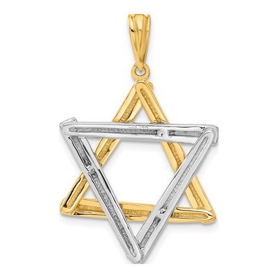 14K Two-Tone Gold Star of David Pendant – view 4