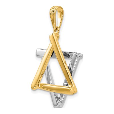14K Two-Tone Gold Star of David Pendant – view 6