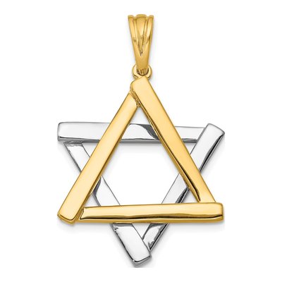 14K Two-Tone Gold Star of David Pendant