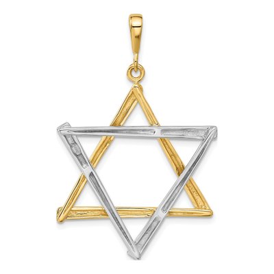 14K Two-Tone Gold Large Star of David Cut-Out Pendant – view 4