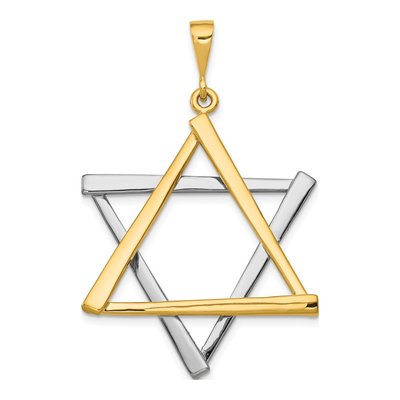 14K Two-Tone Gold Large Star of David Cut-Out Pendant
