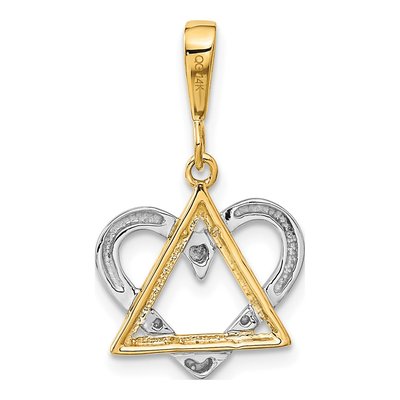 14K Two-Tone Gold Star of David Heart Pendant – view 4