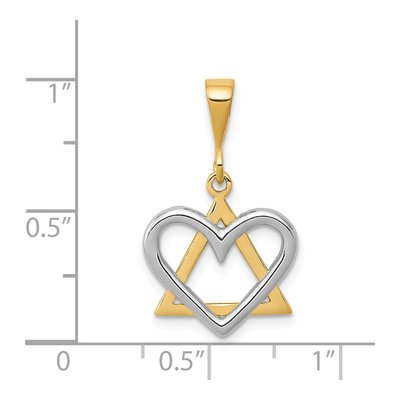 14K Two-Tone Gold Star of David Heart Pendant – view 5
