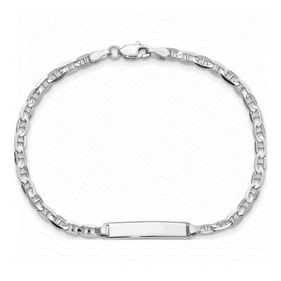 14K White Gold Anchor Link ID Bracelet – view 4