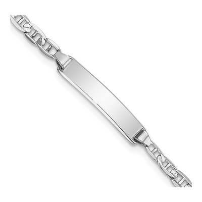 14K White Gold Anchor Link ID Bracelet