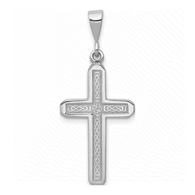 14K White Gold Celtic Knot Cross Pendant