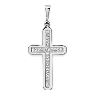 14K White Gold Celtic Knot Cross Pendant