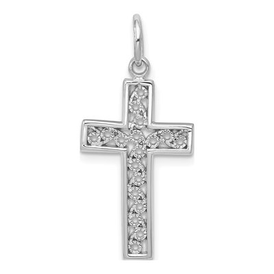14K White Gold Filigree Cross Pendant