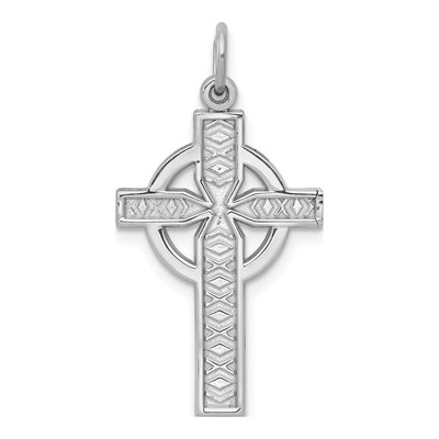 14K White Gold Celtic Cross Pendant