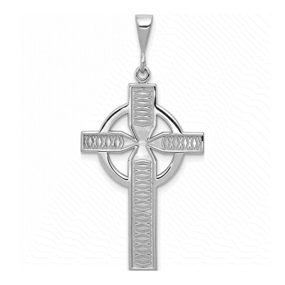 14K White Gold Celtic Cross Pendant