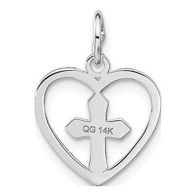 14K White Gold Cross Heart Pendant – view 4