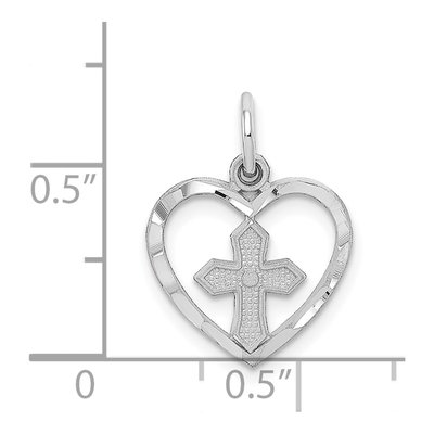 14K White Gold Cross Heart Pendant – view 5