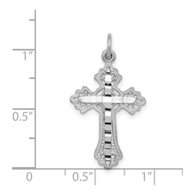 14K White Gold Fleur de Lis Cross Pendant – view 4
