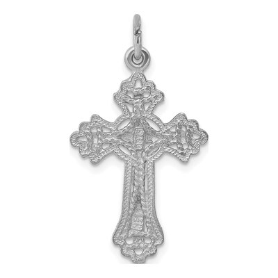 14K White Gold Fleur de Lis Cross Pendant – view 5