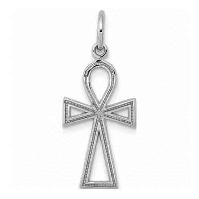 14K White Gold Ankh Cross Pendant