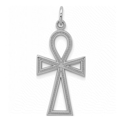 14K White Gold Ankh Cross Pendant
