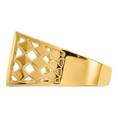 Men's 14K Yellow Gold Cut-Out Square Signet Ring – view 4