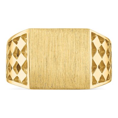 Men's 14K Yellow Gold Cut-Out Square Signet Ring – view 5