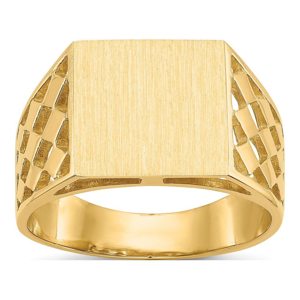 Men's 14K Yellow Gold Cut-Out Square Signet Ring