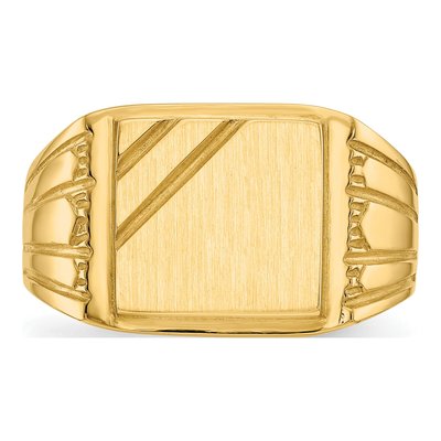 Men's 14K Yellow Gold Rectangle Signet Ring – view 5