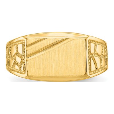 Men's 14K Yellow Gold Nugget Signet Ring – view 5