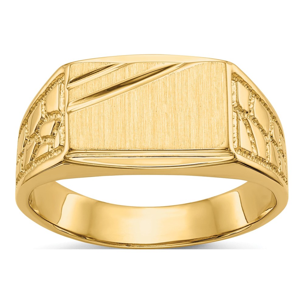 Men's 14K Yellow Gold Nugget Signet Ring