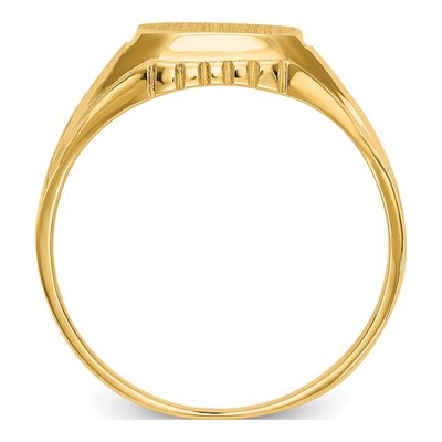 14K Yellow Gold Octagon Floral Signet Ring – view 2