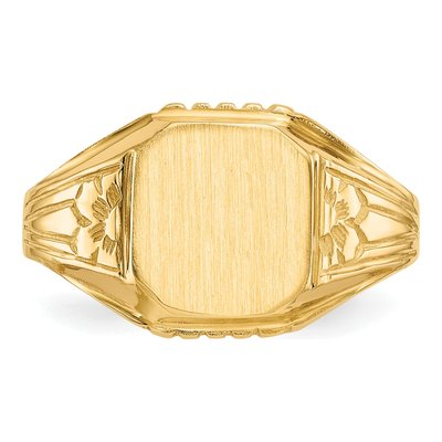 14K Yellow Gold Octagon Floral Signet Ring – view 4