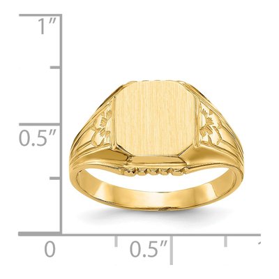 14K Yellow Gold Octagon Floral Signet Ring – view 5