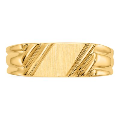 Men's 14K Yellow Gold Diagonal Signet Ring – view 5