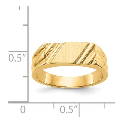 Men's 14K Yellow Gold Diagonal Signet Ring – view 6