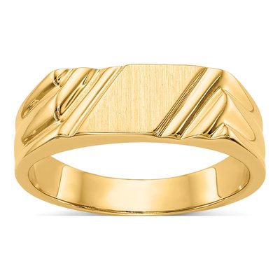 Men's 14K Yellow Gold Diagonal Signet Ring