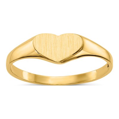 14K Yellow Gold Heart Signet Ring