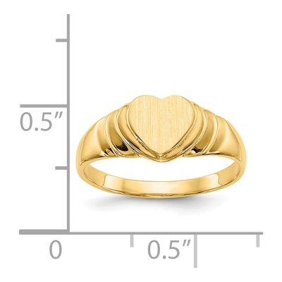 14K Yellow Gold Kids' Heart Signet Ring – view 6